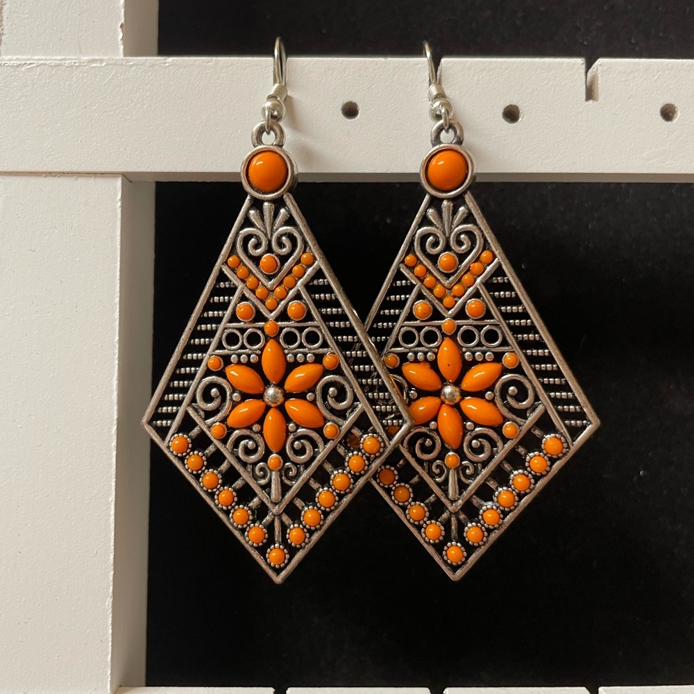 Orange accented earrings